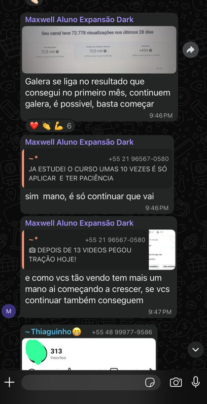 Print da comunidade de alunos no WhatsApp